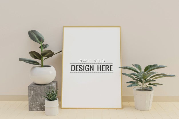 Poster Frame Mockup In Living Room Interior Psd