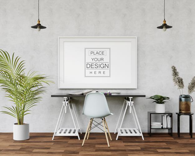 Poster Frame Mockup In Living Room Psd
