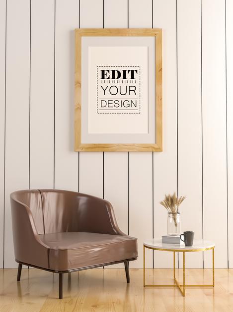 Poster Frame Mockup In Living Room Psd