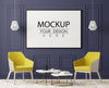 Poster Frame Mockup In Living Room Psd