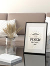 Poster Frame Mockup In Living Room Psd