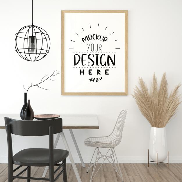 Poster Frame Mockup In Living Room Psd