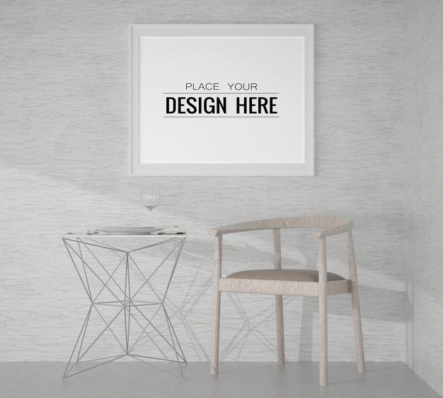 Poster Frame Mockup In Living Room Psd