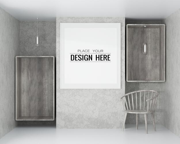 Poster Frame Mockup In Living Room Psd