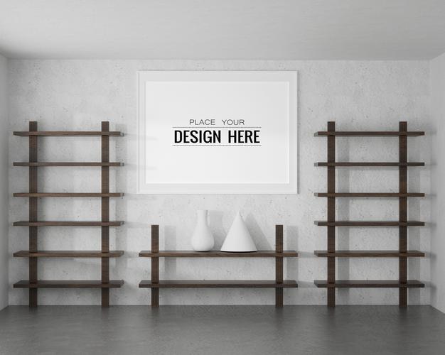 Poster Frame Mockup In Living Room Psd