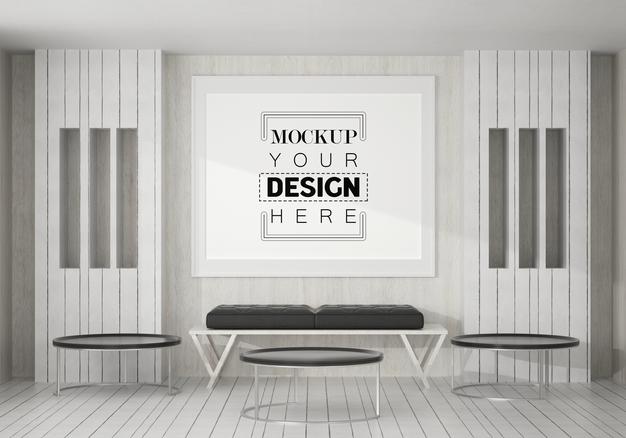 Poster Frame Mockup In Living Room Psd