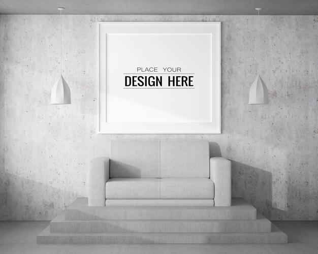 Poster Frame Mockup In Living Room Psd