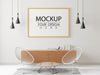 Poster Frame Mockup In Living Room Psd