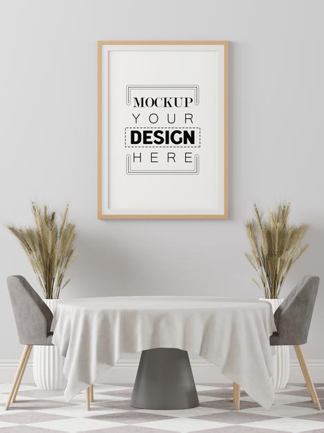 Poster Frame Mockup In Living Room Psd