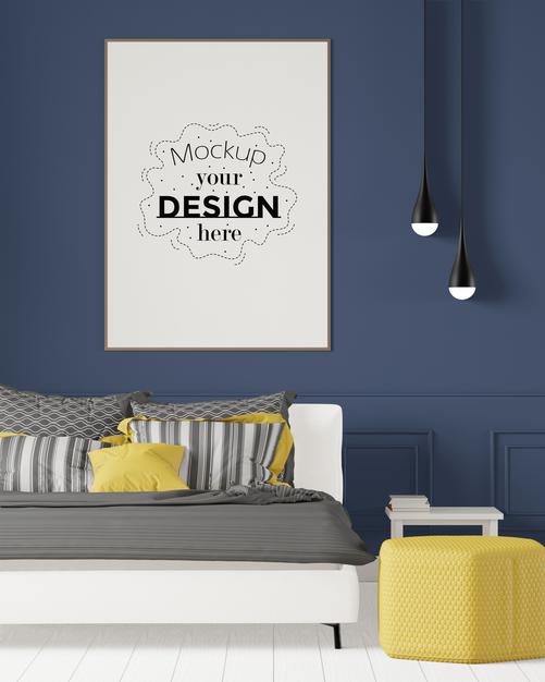 Poster Frame Mockup In Living Room Psd