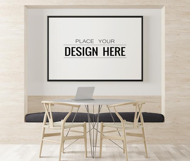 Poster Frame Mockup In Living Room Psd