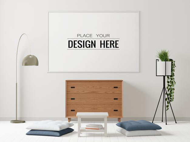 Poster Frame Mockup In Living Room Psd
