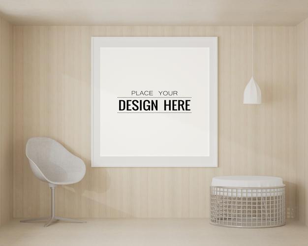 Poster Frame Mockup In Living Room Psd