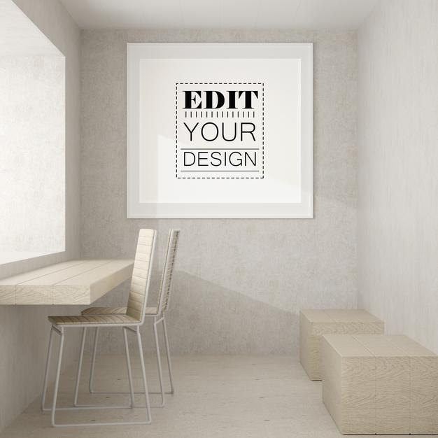 Poster Frame Mockup In Living Room Psd