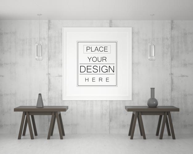 Poster Frame Mockup In Living Room Psd