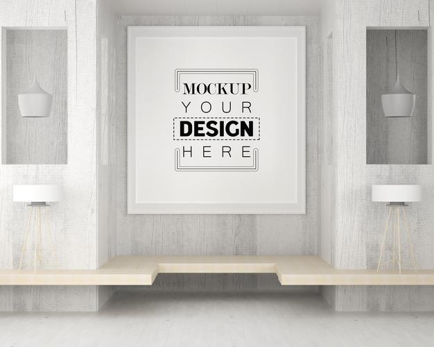 Poster Frame Mockup In Living Room Psd