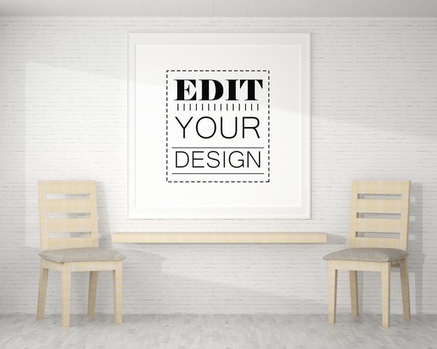 Poster Frame Mockup In Living Room Psd