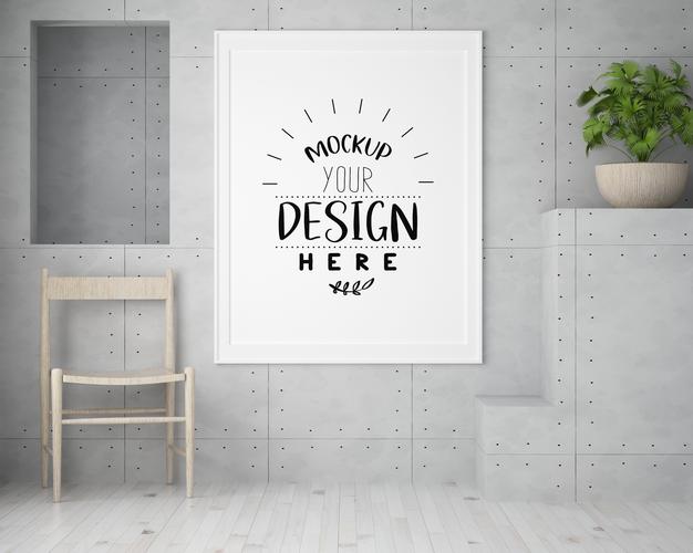 Poster Frame Mockup In Living Room Psd