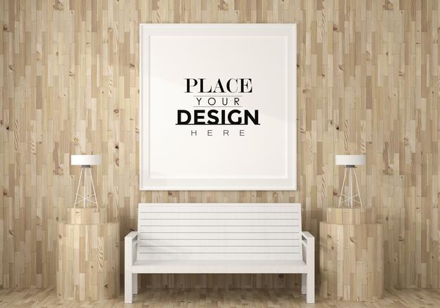 Poster Frame Mockup In Living Room Psd