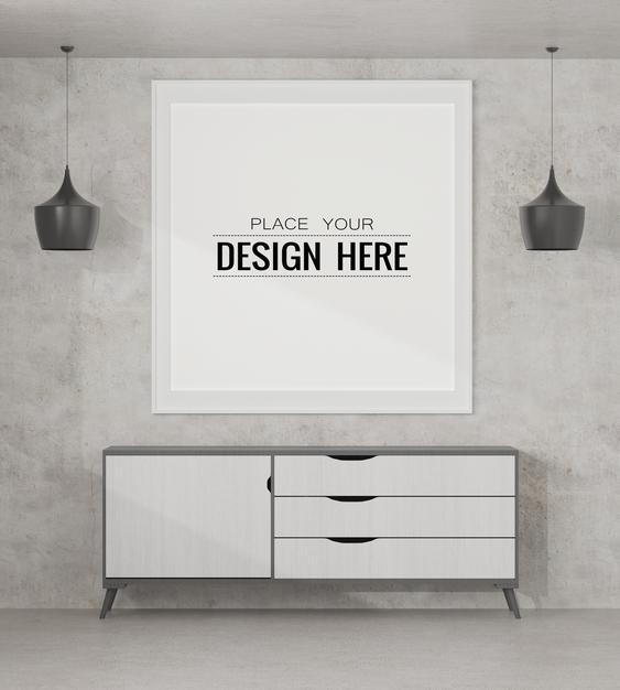 Poster Frame Mockup In Living Room Psd