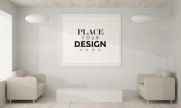 Poster Frame Mockup In Living Room Psd