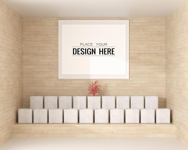 Poster Frame Mockup In Living Room Psd