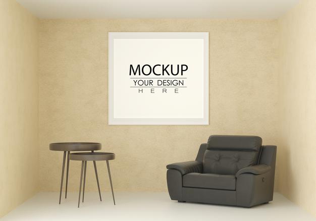Poster Frame Mockup In Living Room Psd