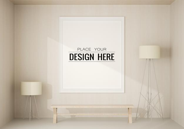 Poster Frame Mockup In Living Room Psd