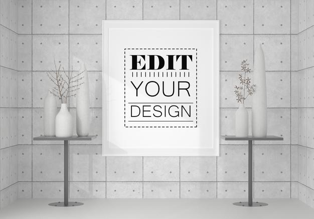 Poster Frame Mockup In Living Room Psd