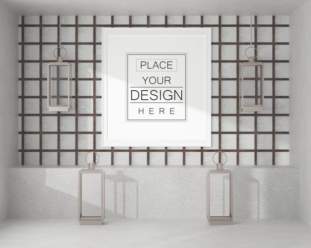 Poster Frame Mockup In Living Room Psd