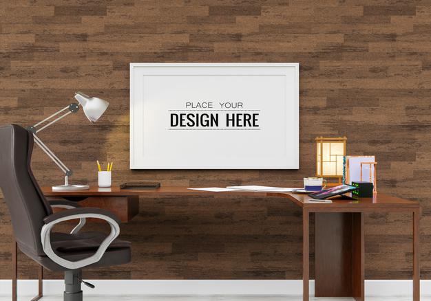 Poster Frame Mockup In Living Room Psd