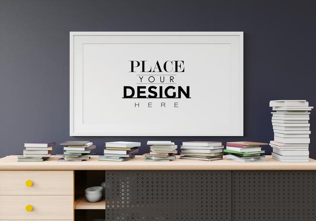 Poster Frame Mockup In Living Room Psd