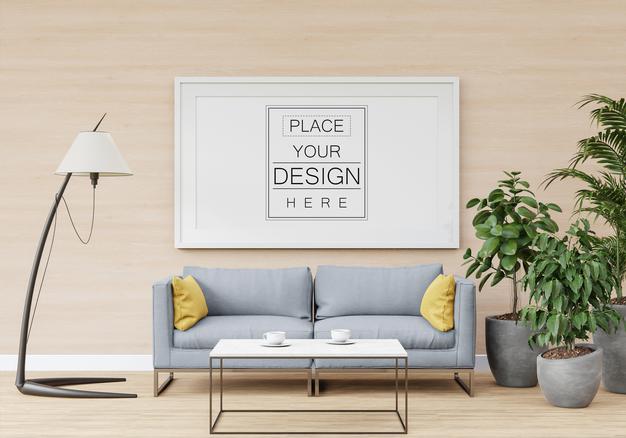 Poster Frame Mockup In Living Room Psd
