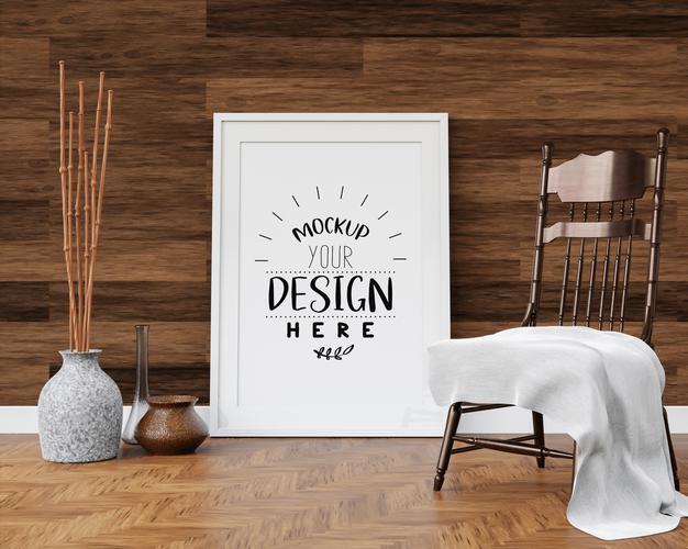 Poster Frame Mockup In Living Room Psd