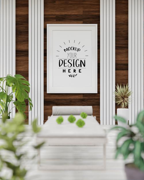 Poster Frame Mockup In Living Room Psd
