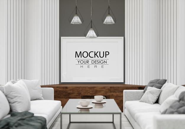 Poster Frame Mockup In Living Room Psd