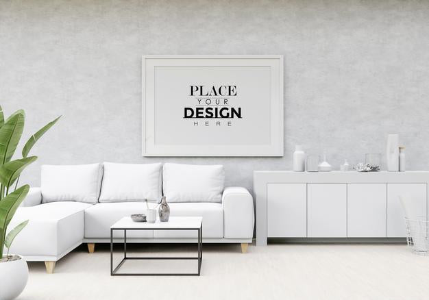 Poster Frame Mockup In Living Room Psd