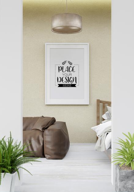 Poster Frame Mockup In Living Room Psd