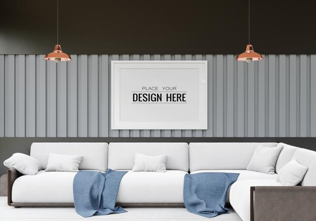 Poster Frame Mockup In Living Room Psd