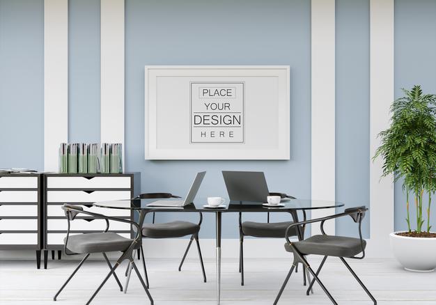 Poster Frame Mockup In Living Room Psd