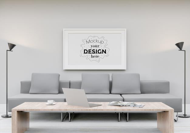 Poster Frame Mockup In Living Room Psd