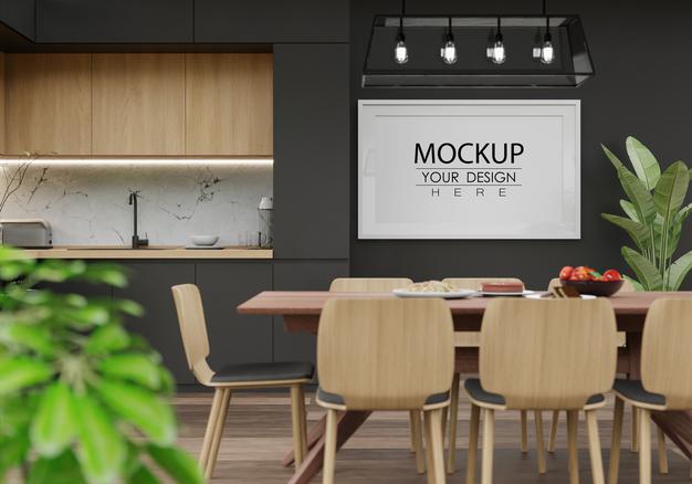 Poster Frame Mockup In Living Room Psd