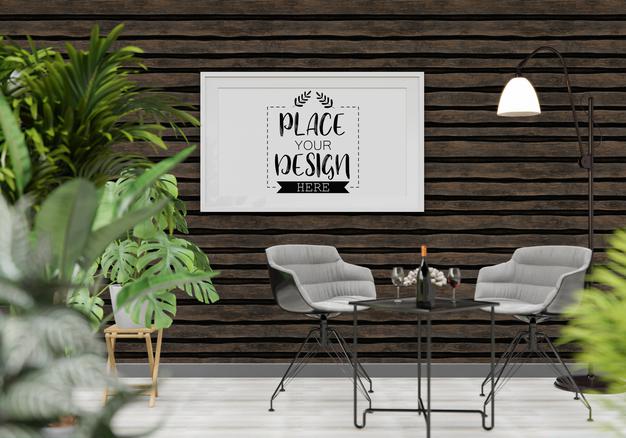 Poster Frame Mockup In Living Room Psd