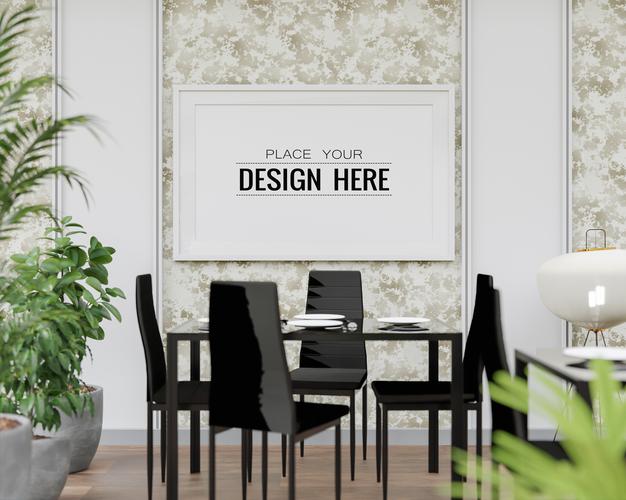 Poster Frame Mockup In Living Room Psd