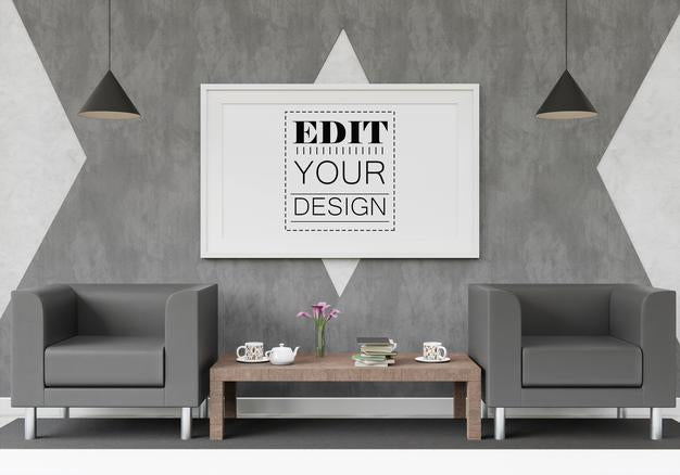 Poster Frame Mockup In Living Room Psd
