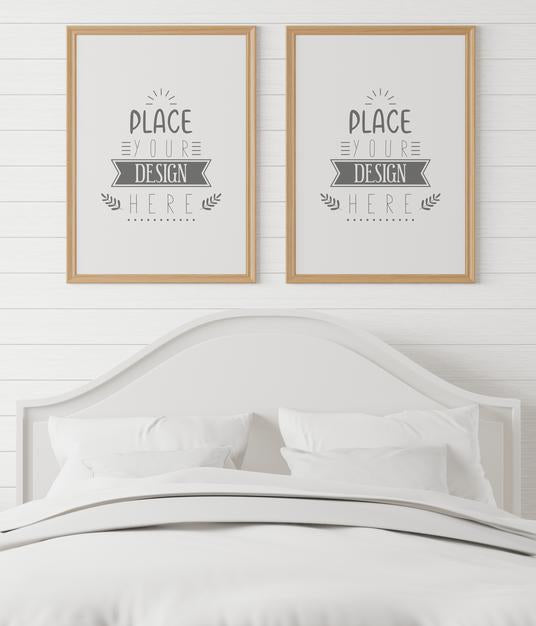Poster Frame Mockup Interior In A Bedroom Psd