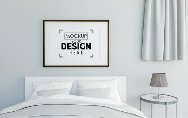 Poster Frame Mockup Interior In A Bedroom Psd