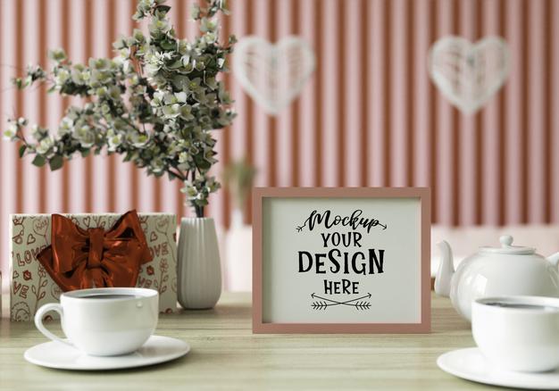 Poster Frame Mockup Interior In A Bedroom Psd