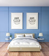 Poster Frame Mockup Interior In A Bedroom Psd