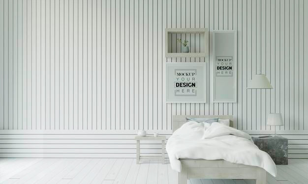 Poster Frame Mockup Interior In A Bedroom Psd